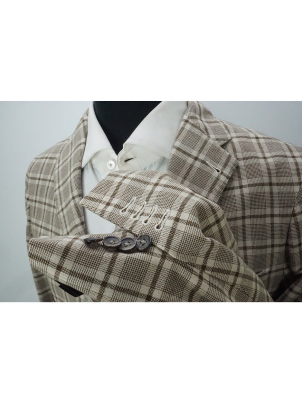 Tagliatore Brown Plaid 100% Cotton Sport Coat Jacket Sz 38R US Brand New - Picture 4 of 8